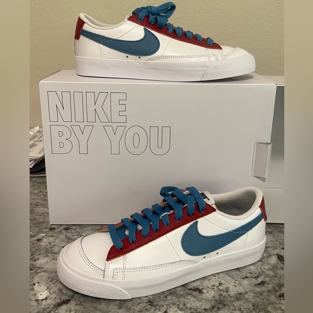 NIKE Court Legacy- Custom Red, White, and Blue (Mens 8, Women 9).